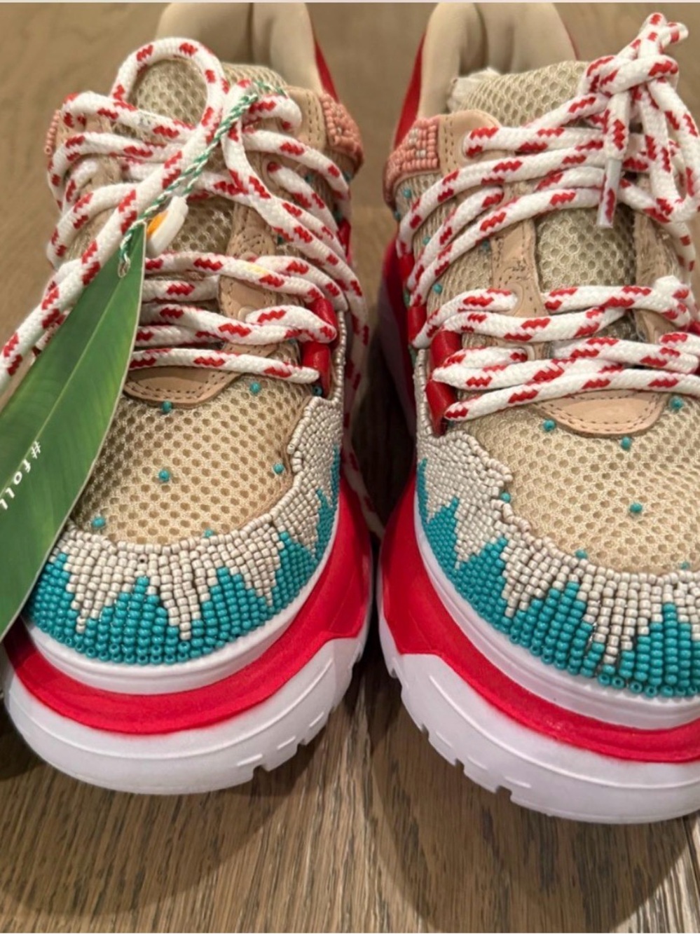 Farm Rio Beaded Multi-Color Athletic Sneaker - Red Accent - Picture 3 of 3